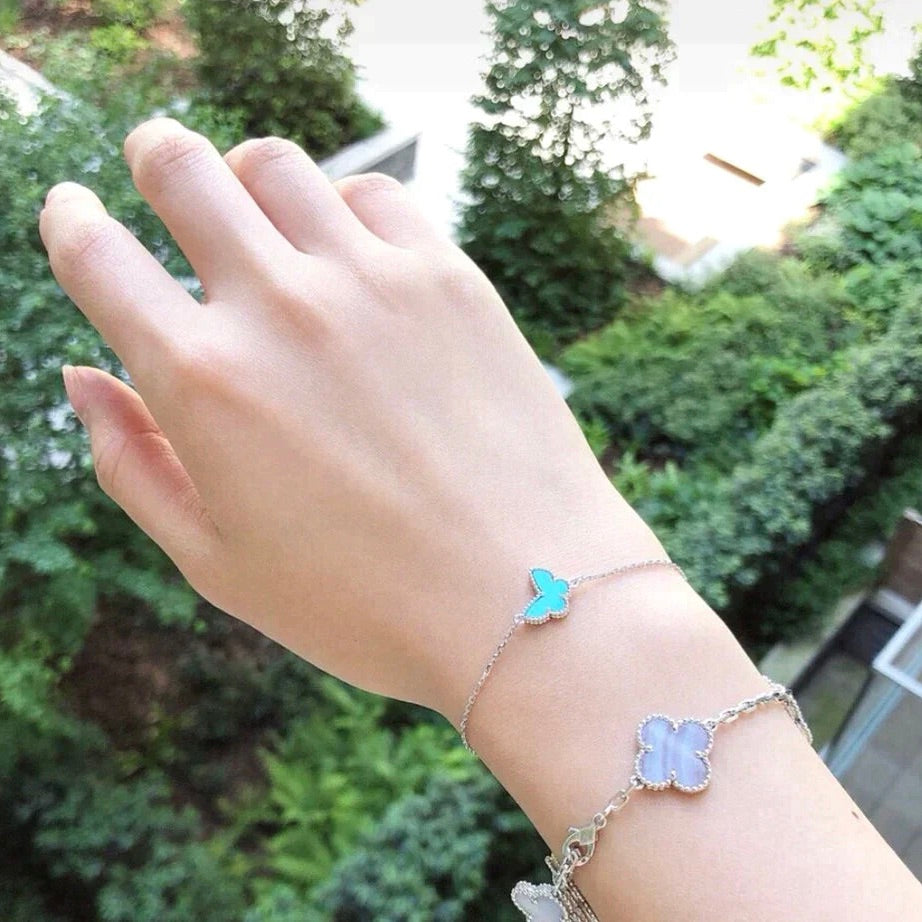 [⭐Veyra]BUTTERFLY TURQUOISE BUTTERFLY BRACELET SILVER
