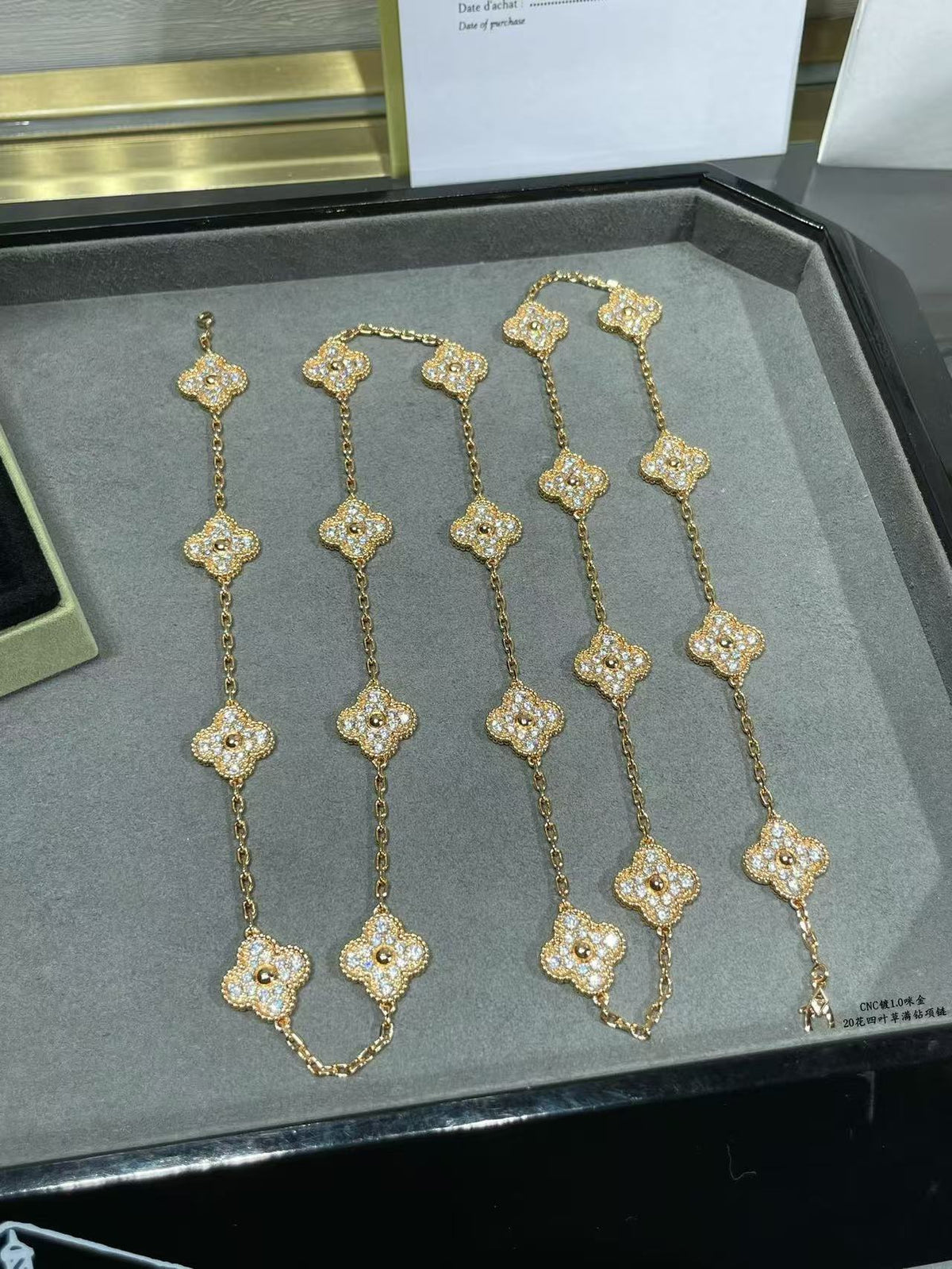 [⭐Veyra]CLOVER 20 MOTIFS FULL-DIAMOND NECKLACE