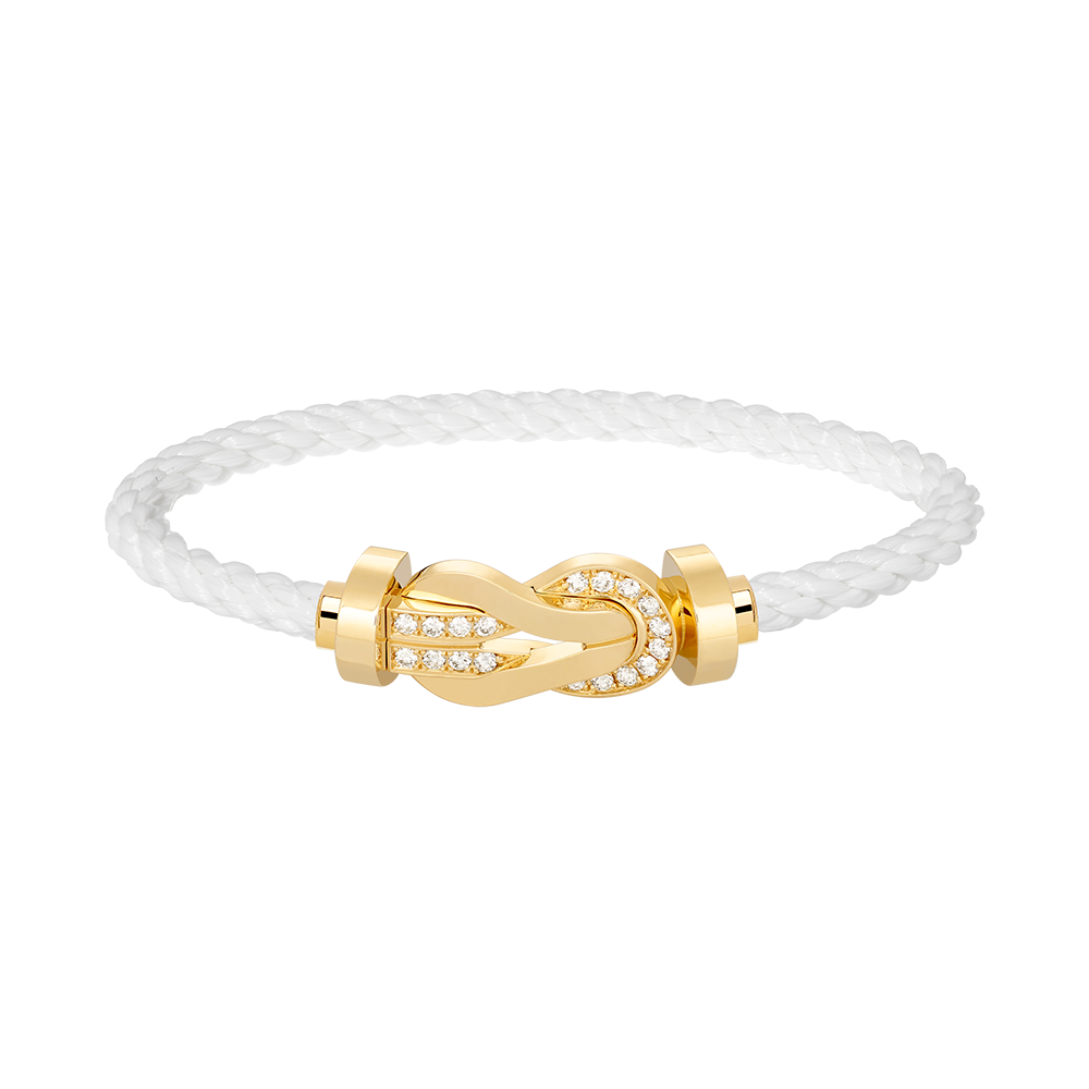 [⭐Veyra]CHANCE LARGE 8 FIGURE BUCKLE HALF DIAMOND BRACELET GOLD