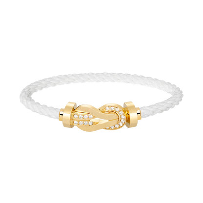 [⭐Veyra]CHANCE LARGE 8 FIGURE BUCKLE HALF DIAMOND BRACELET GOLD