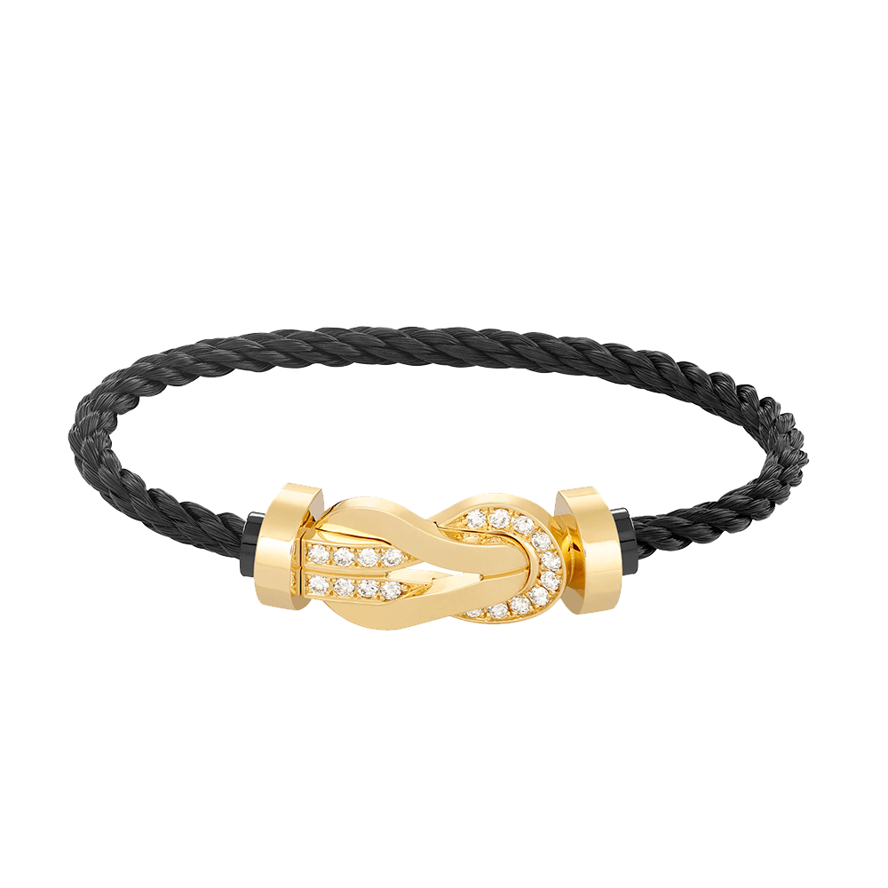 [⭐Veyra]CHANCE LARGE 8 FIGURE BUCKLE HALF DIAMOND BRACELET GOLD