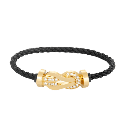 [⭐Veyra]CHANCE LARGE 8 FIGURE BUCKLE HALF DIAMOND BRACELET GOLD