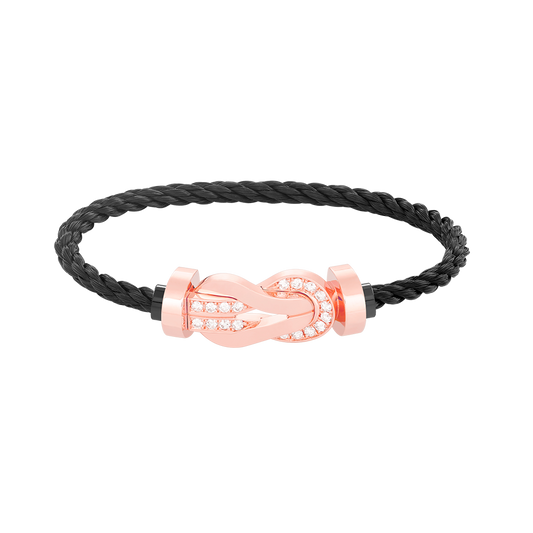 [⭐Veyra]CHANCE LARGE 8 FIGURE BUCKLE HALF DIAMOND BRACELET ROSE GOLD