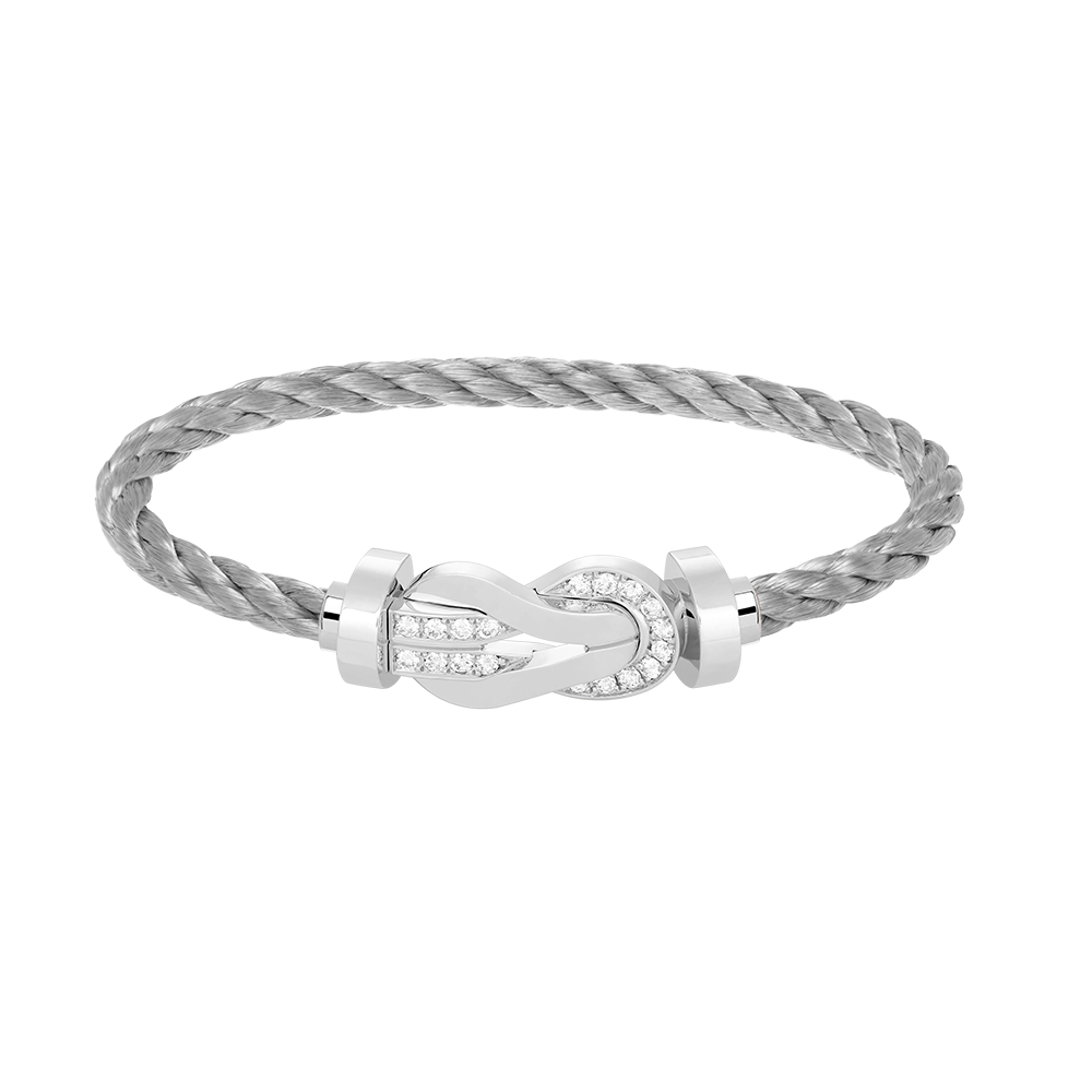 [⭐Veyra]CHANCE LARGE 8 FIGURE BUCKLE HALF DIAMOND BRACELET SILVER