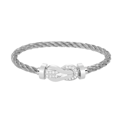 [⭐Veyra]CHANCE LARGE 8 FIGURE BUCKLE HALF DIAMOND BRACELET SILVER