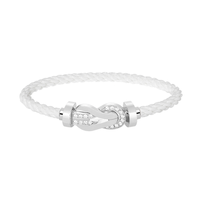 [⭐Veyra]CHANCE LARGE 8 FIGURE BUCKLE HALF DIAMOND BRACELET SILVER