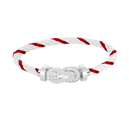 [⭐Veyra]CHANCE LARGE 8 FIGURE BUCKLE HALF DIAMOND BRACELET SILVER