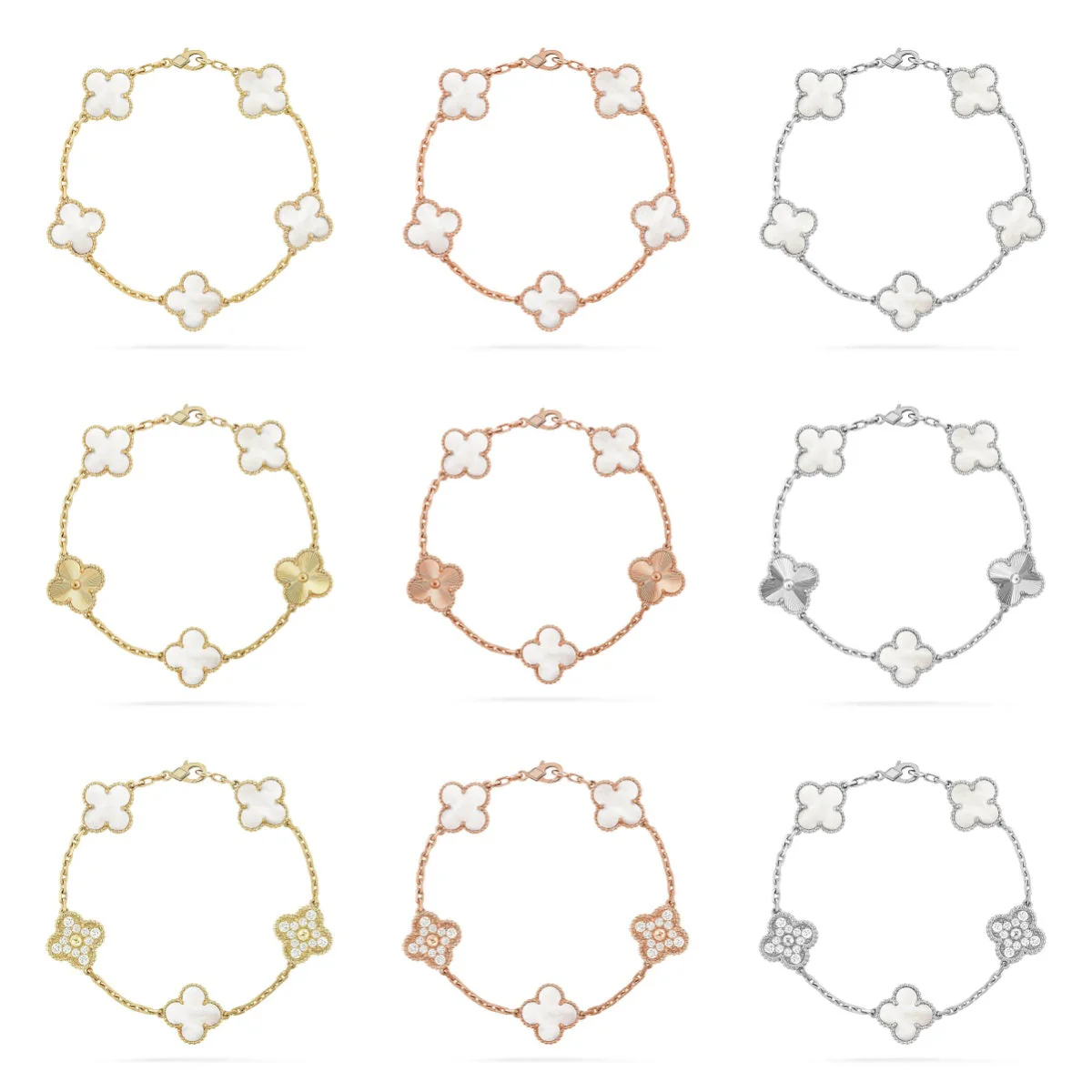 [⭐Veyra]CLOVER WHITE PEARL MOP 5 MOTIF BRACELET COLLECTION