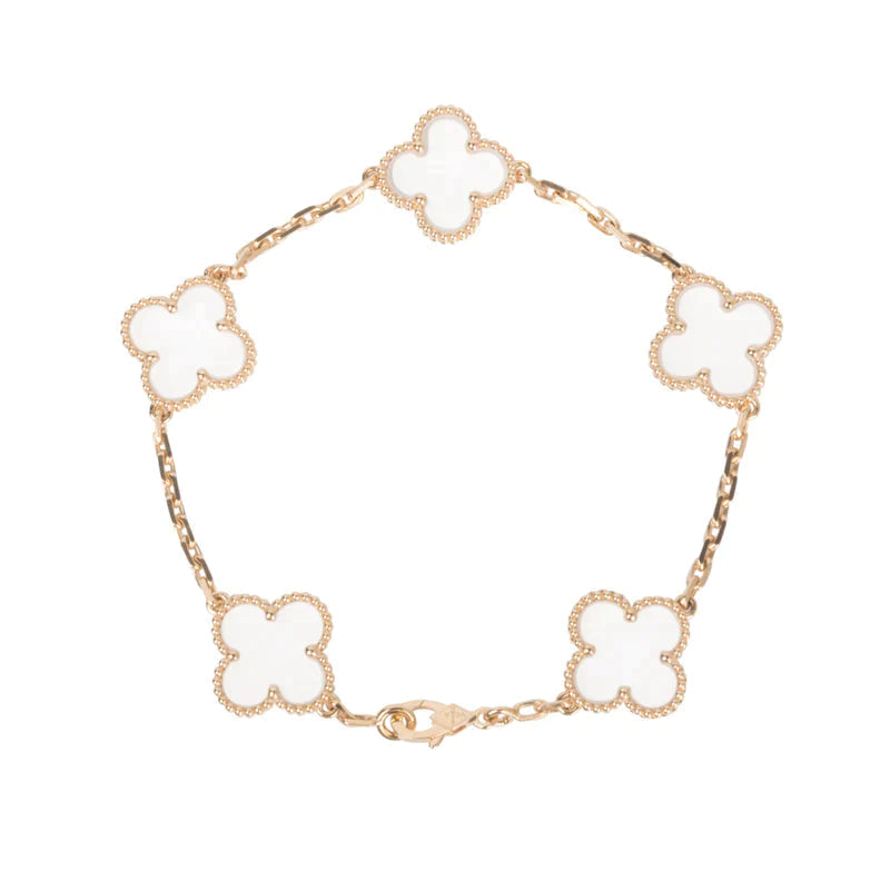 [⭐Veyra]CLOVER 5 MOTIF ROCK CRYSTAL BRACELET