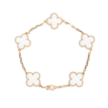[⭐Veyra]CLOVER 5 MOTIF ROCK CRYSTAL BRACELET