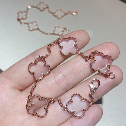 [⭐Veyra]CLOVER 5 MOTIF ROCK CRYSTAL BRACELET