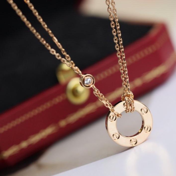[⭐Veyra]LOVE NECKLACE ADJUSTABLE ROSE GOLD 2 DIAMOND