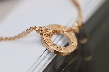 [⭐Veyra]LOVE NECKLACE ADJUSTABLE ROSE GOLD 2 DIAMOND