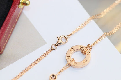 [⭐Veyra]LOVE NECKLACE ADJUSTABLE ROSE GOLD 2 DIAMOND