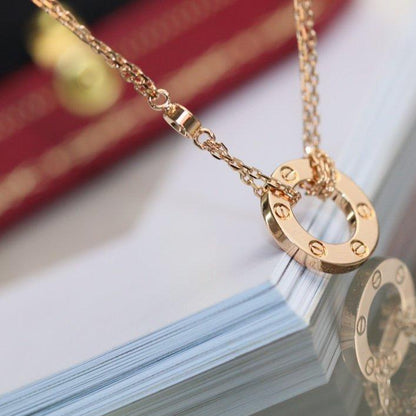 [⭐Veyra]LOVE NECKLACE ADJUSTABLE ROSE GOLD 2 DIAMOND