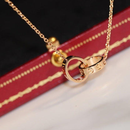 [⭐Veyra]LOVE NECKLACE PINK GOLD AND SILVER