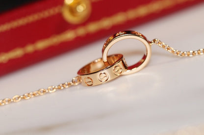 [⭐Veyra]LOVE NECKLACE PINK GOLD AND SILVER