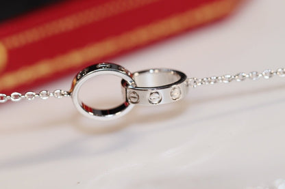 [⭐Veyra]LOVE NECKLACE PINK GOLD AND SILVER