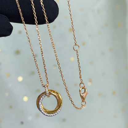 [⭐Veyra]TRINITY NECKLACE SILVER GOLD PINK GOLD DIAMONDS