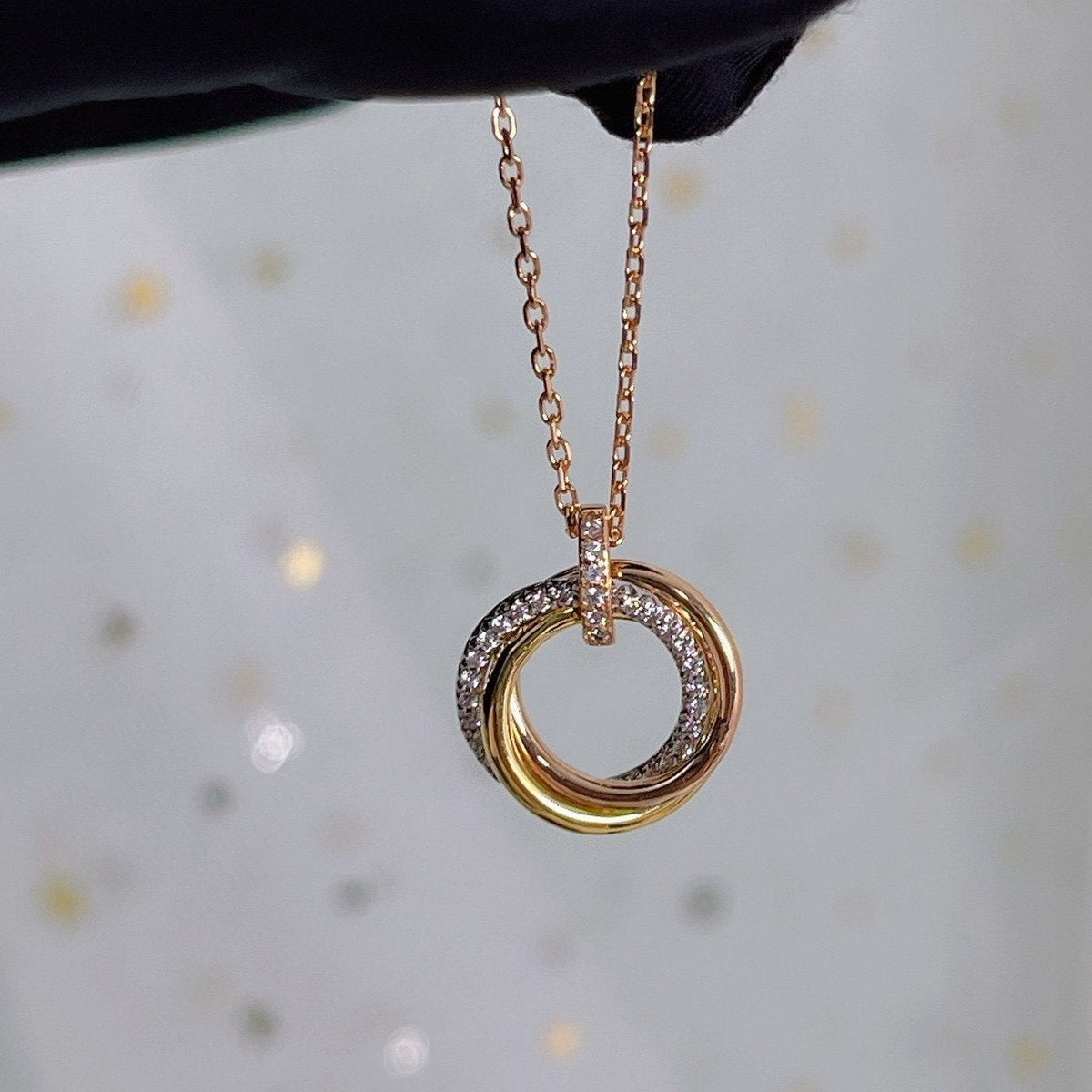 [⭐Veyra]TRINITY NECKLACE SILVER GOLD PINK GOLD DIAMONDS