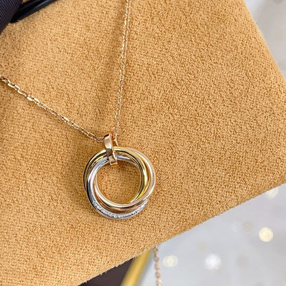[⭐Veyra]TRINITY NECKLACE SILVER GOLD PINK GOLD DIAMONDS