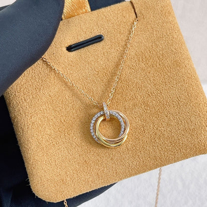 [⭐Veyra]TRINITY NECKLACE SILVER GOLD PINK GOLD DIAMONDS