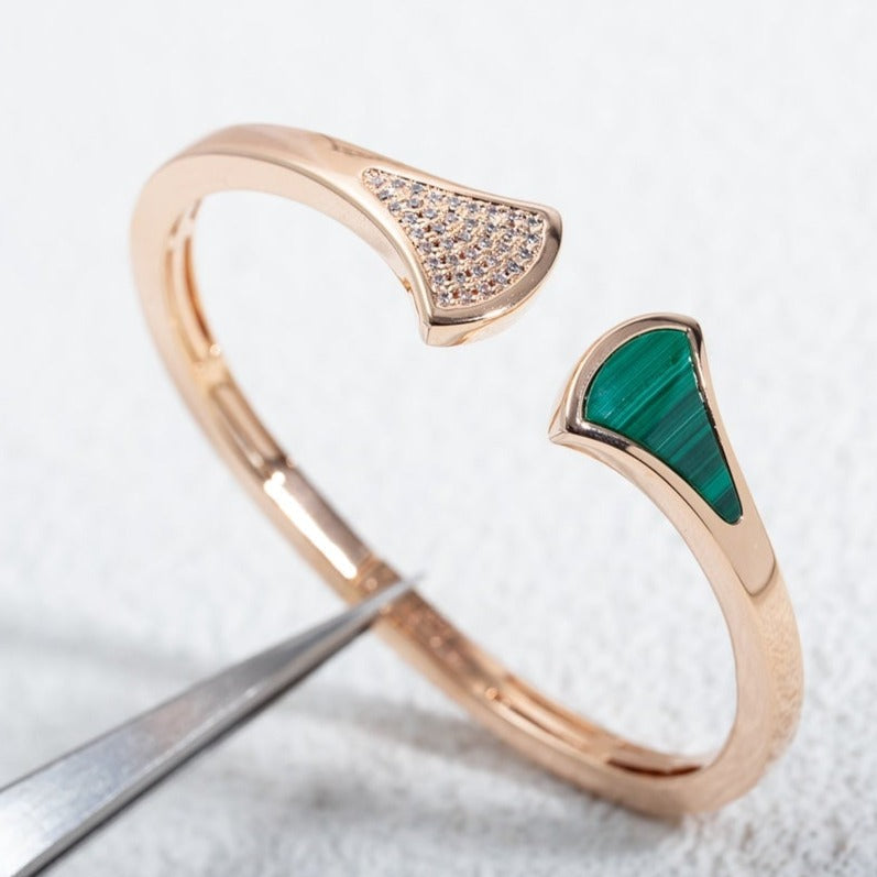 [⭐Veyra]DREAM BRACELET OPEN MALACHITE PINK GOLD