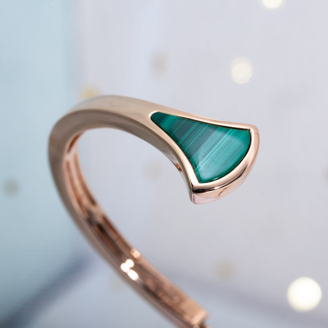 [⭐Veyra]DREAM BRACELET OPEN MALACHITE PINK GOLD