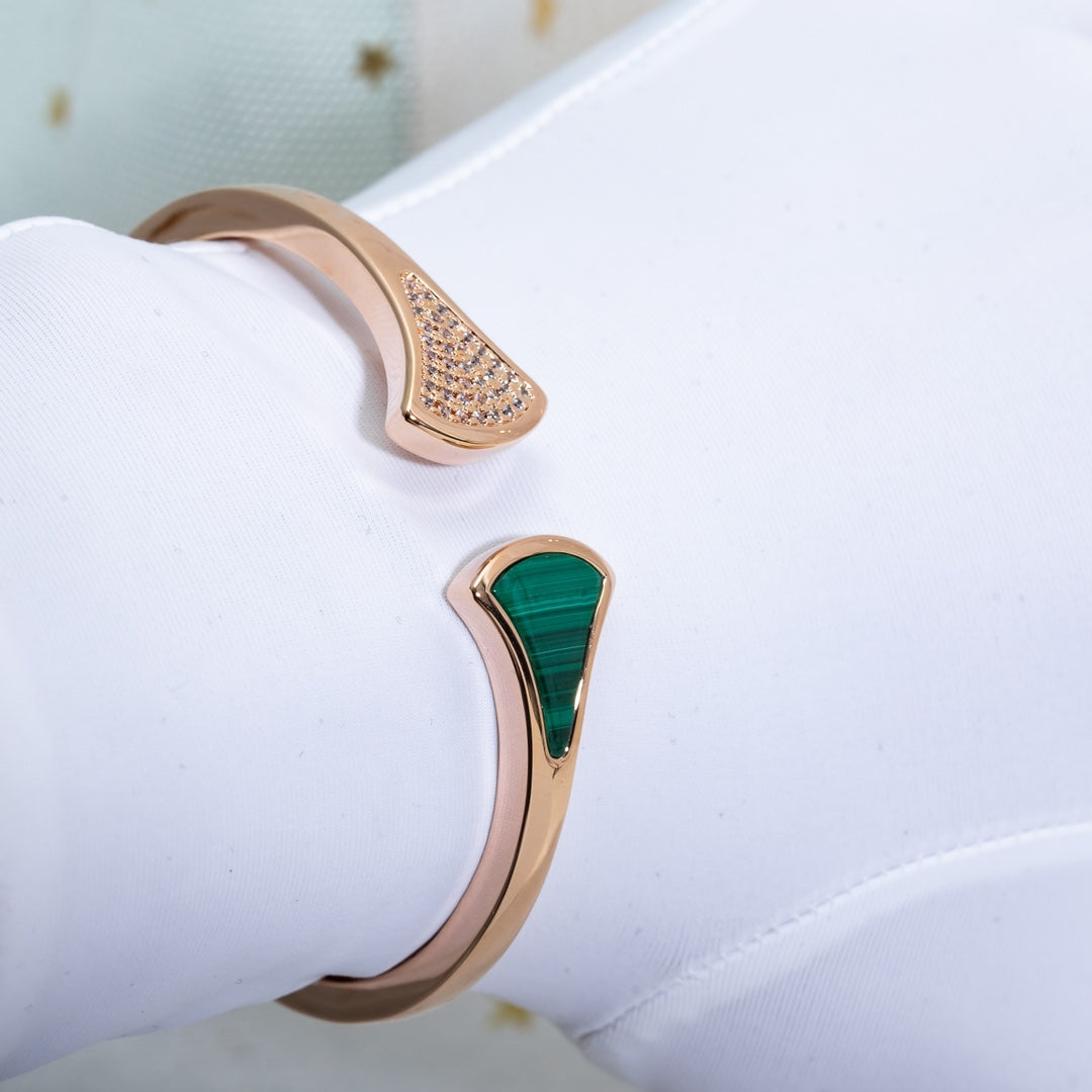 [⭐Veyra]DREAM BRACELET OPEN MALACHITE PINK GOLD