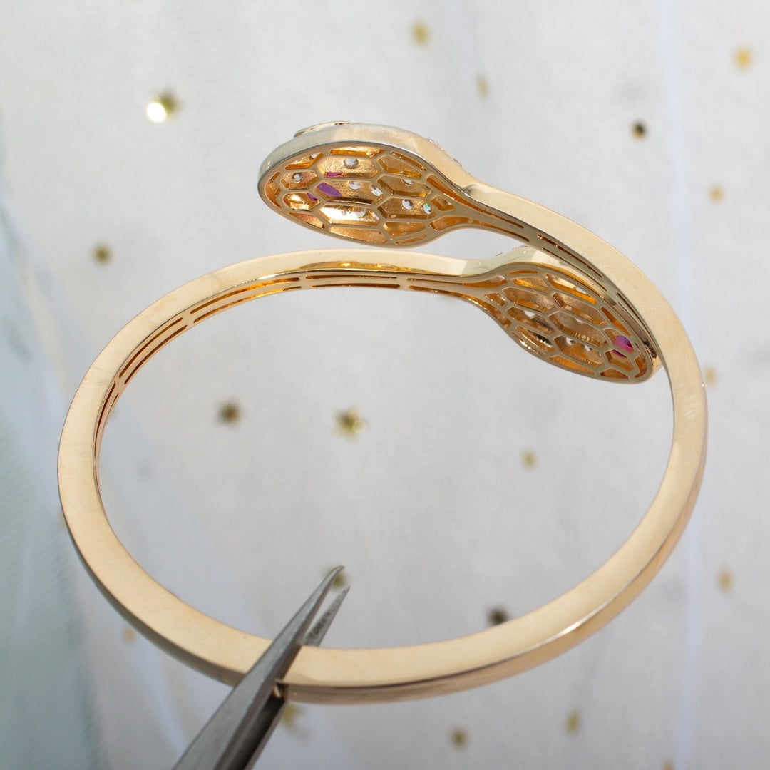[⭐Veyra]SERPENTI BRACELET PINK GOLD DIAMOND DOUBLE SNAKE