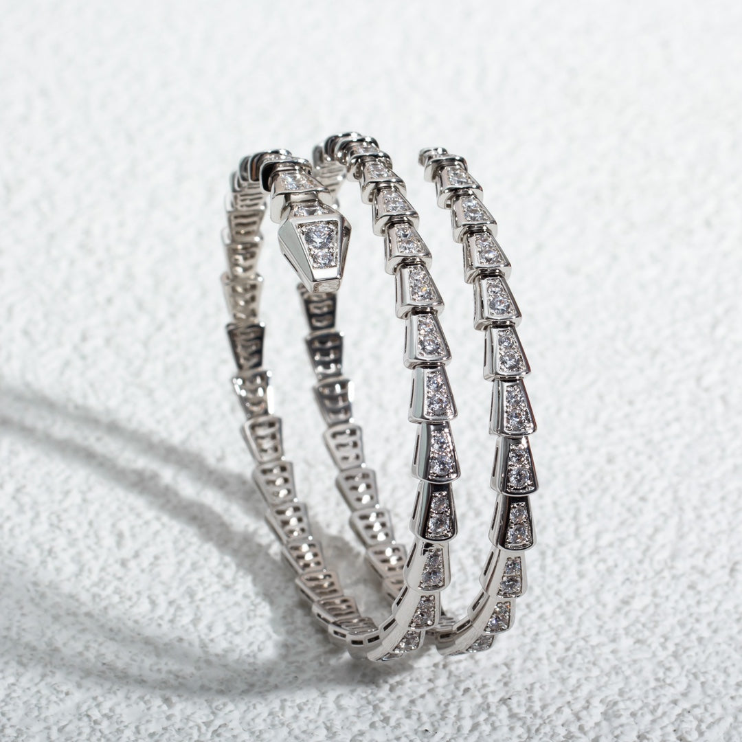 [⭐Veyra]SERPENTI BRACELET SILVER DIAMOND DOUBLE ROW