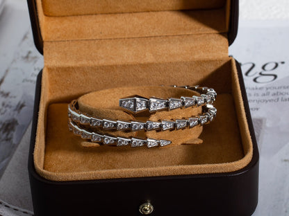 [⭐Veyra]SERPENTI BRACELET SILVER DIAMOND DOUBLE ROW