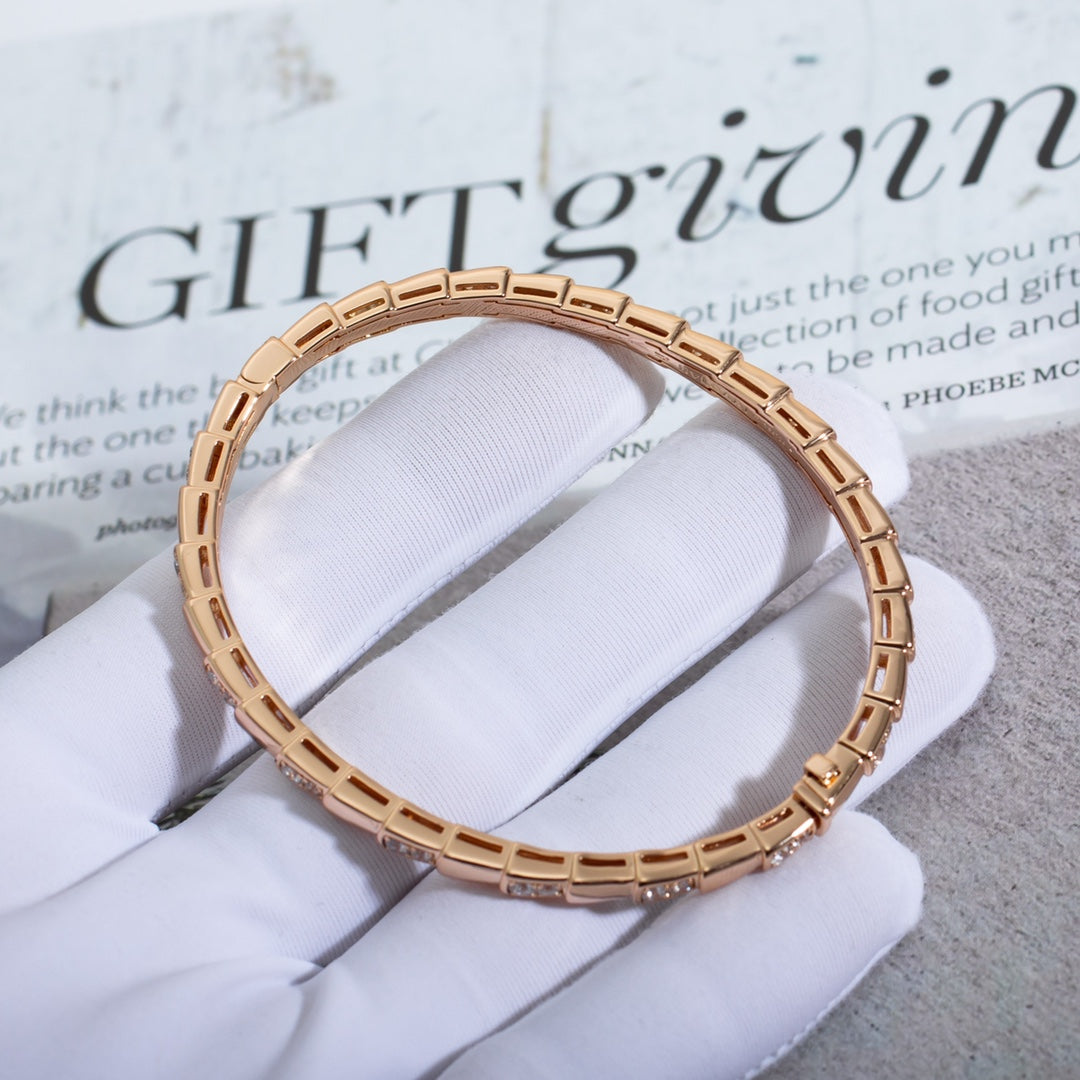 [⭐Veyra]SERPENTI SMALL BRACELET PINK GOLD DIAMOND