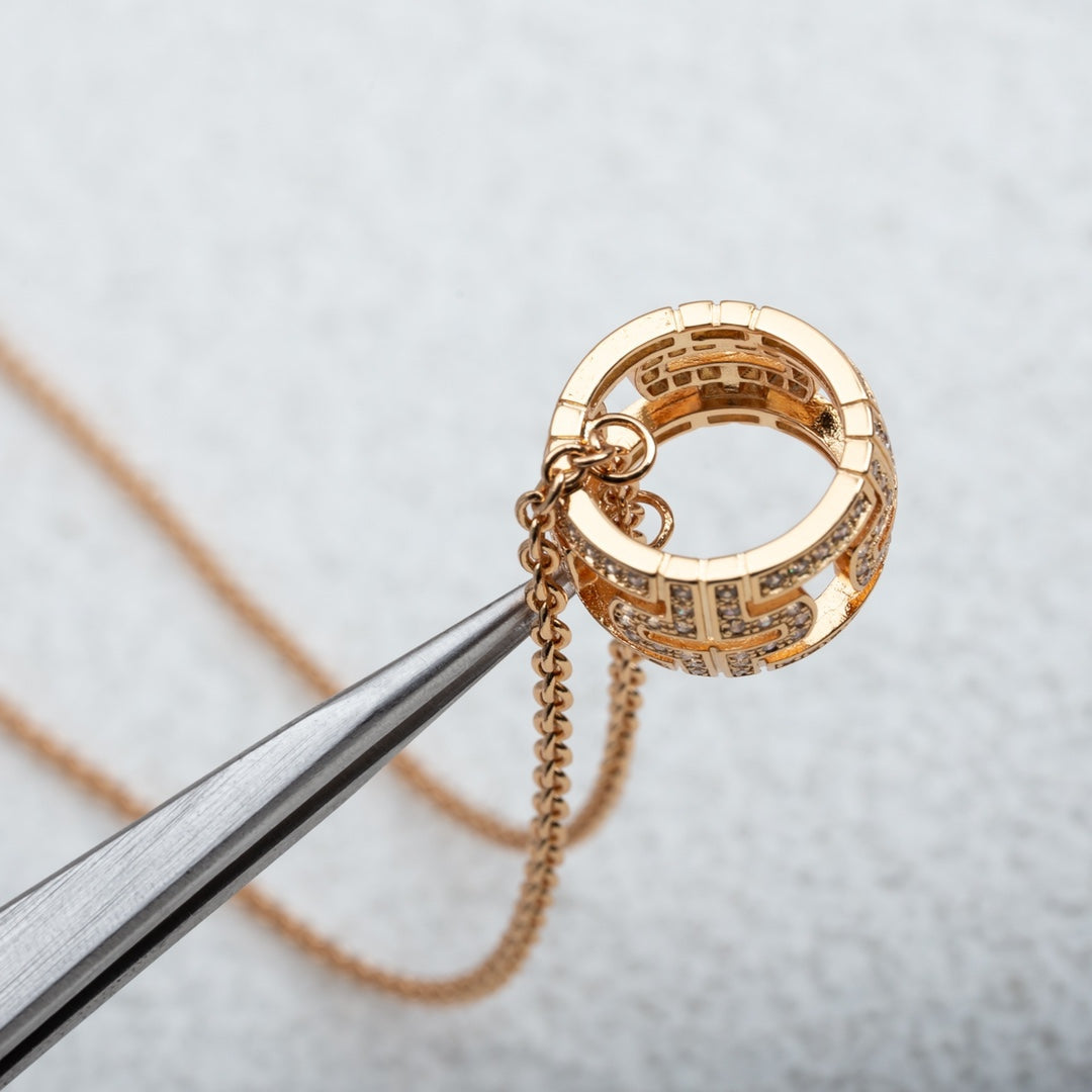[⭐Veyra]PARENTESI NECKLACE PINK GOLD DIAMOND