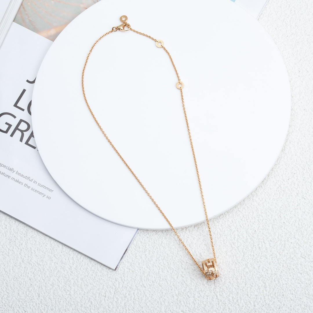 [⭐Veyra]PARENTESI NECKLACE PINK GOLD DIAMOND