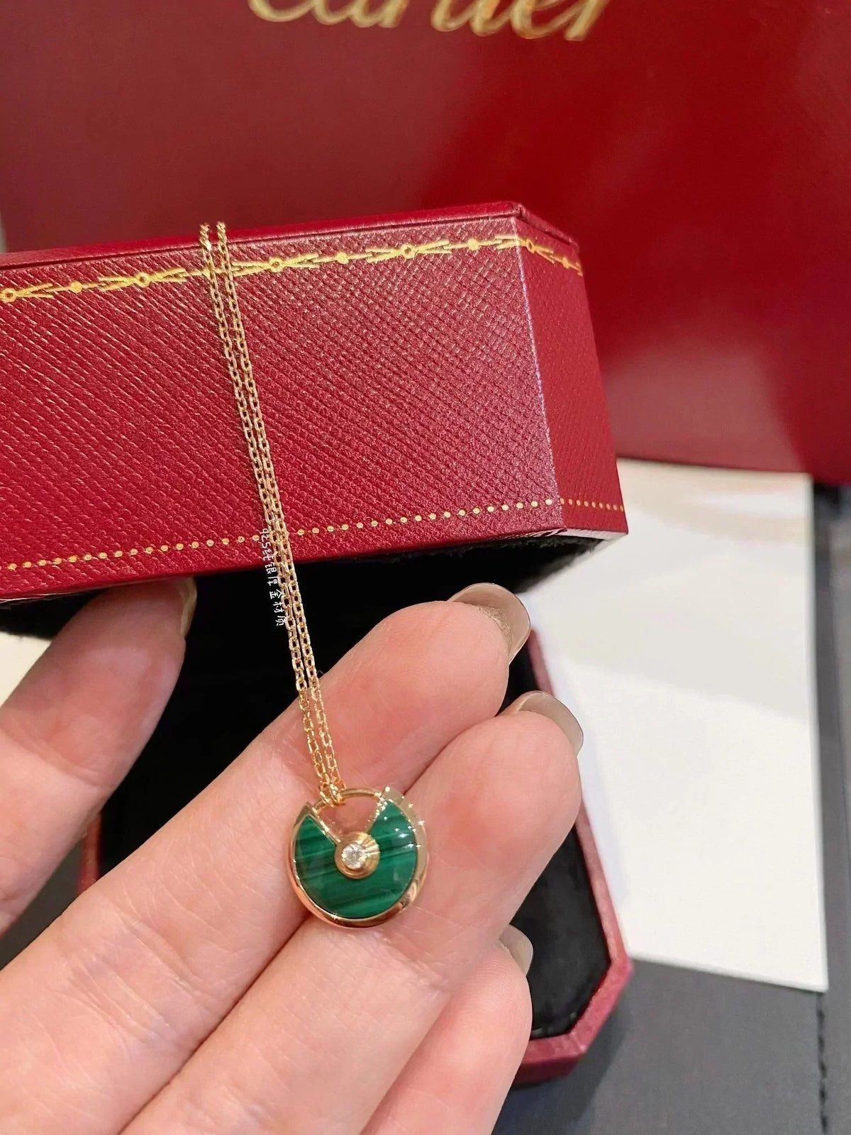 [⭐Veyra]AMULETTE ROSE GOLD MALACHITE NECKLACE