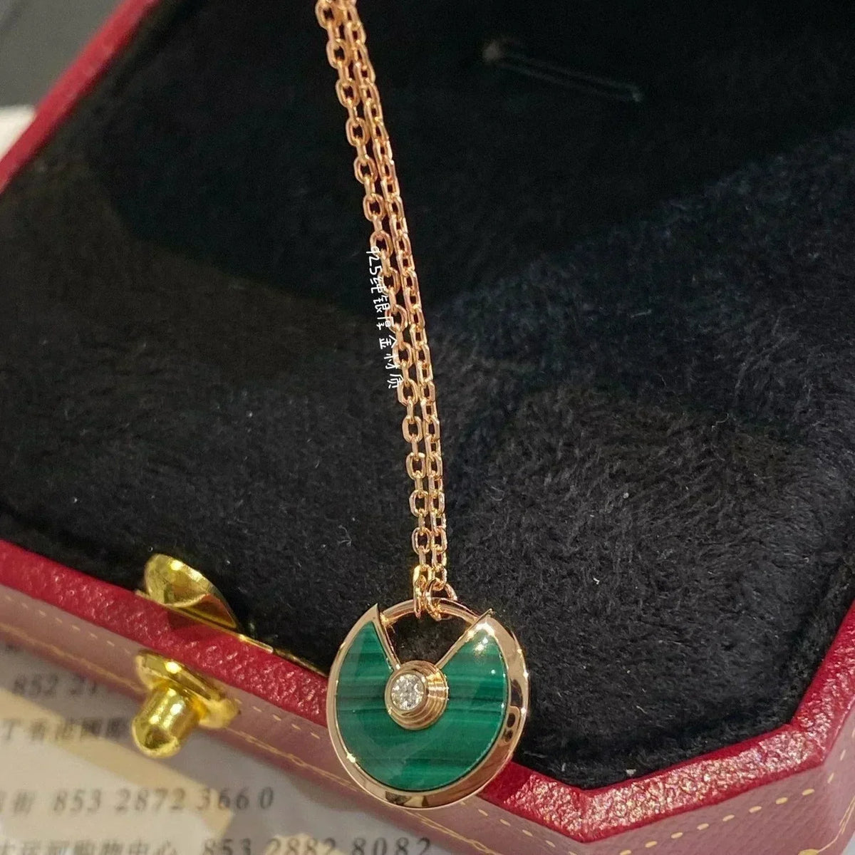 [⭐Veyra]AMULETTE ROSE GOLD MALACHITE NECKLACE