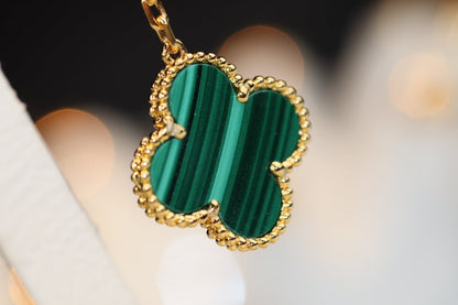 [⭐Veyra]CLOVER EARRINGS GOLD MALACHITE DIAMOND 3 MOTIF