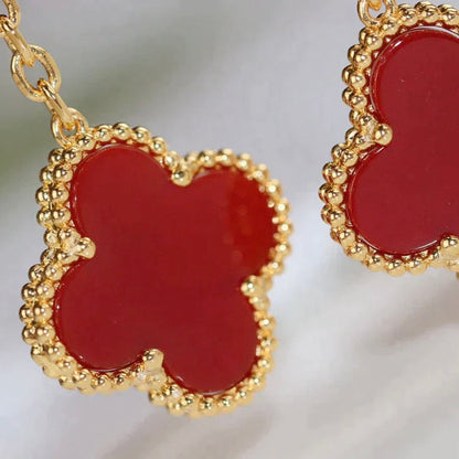 [⭐Veyra]CLOVER  2 MOTIF  TIGER EYE CARNELIAN EARRINGS