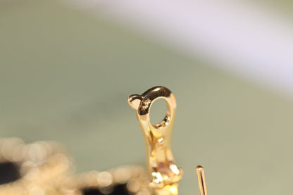 [⭐Veyra]CLOVER EARRINGS GOLD ONYX MOP 3 MOTIF