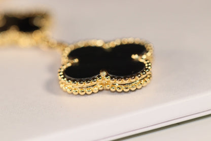 [⭐Veyra]CLOVER EARRINGS GOLD ONYX MOP 3 MOTIF