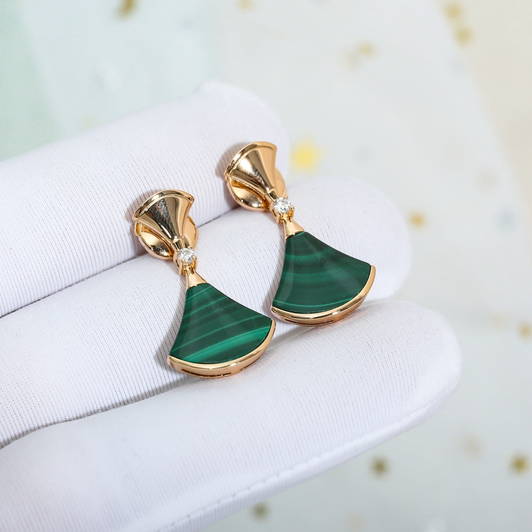 [⭐Veyra]DREAM MALACHITE PINK GOLD EARRINGS
