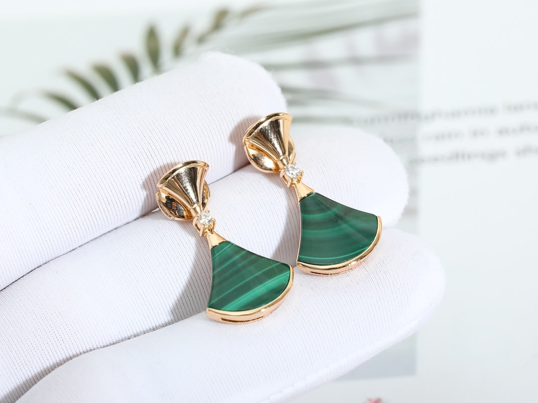 [⭐Veyra]DREAM MALACHITE PINK GOLD EARRINGS