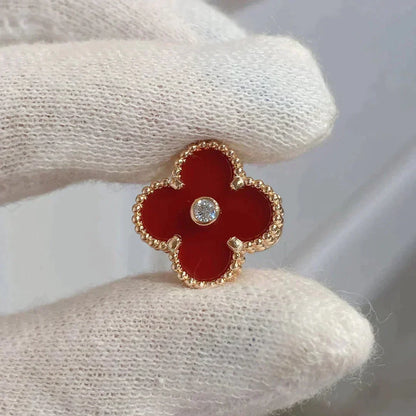 [⭐Veyra]CLOVER MEDIUM 1 MOTIFS CARNELIAN  DIAMOND earrings
