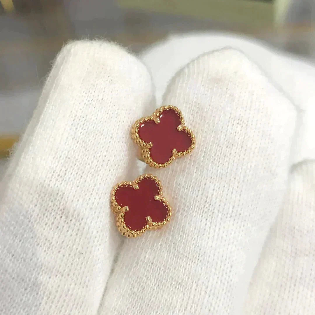 [⭐Veyra]CLOVER MINI 9.5MM CARNELIAN EARRINGS