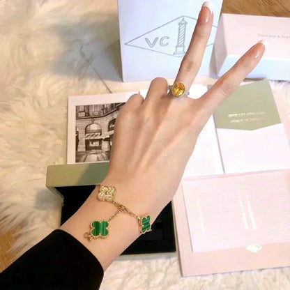 [⭐Veyra] CLOVER 5 MOTIF MALACHITE BRACELET COLLECTION