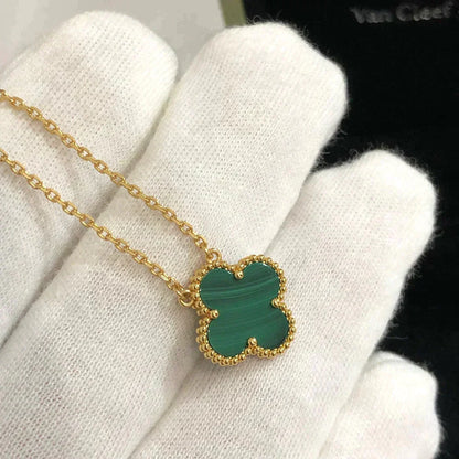 [⭐Veyra]CLOVER 15MM MALACHITE SINGLE FLOWER  NECKLACE