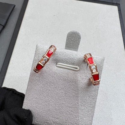 [⭐Veyra]SERPENTI CARNELIAN PINK GOLD EARRINGS