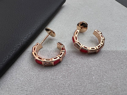 [⭐Veyra]SERPENTI CARNELIAN PINK GOLD EARRINGS