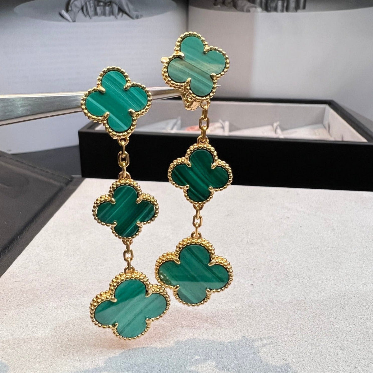 [⭐Veyra]CLOVER MALACHITE 3 MOTIFS GOLD